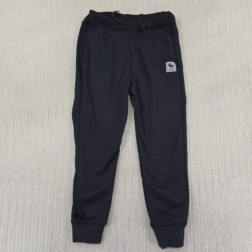Abercrombie Pants Youth 7-8 Black Fleece Jogger Sweatpants Drawstring Logo